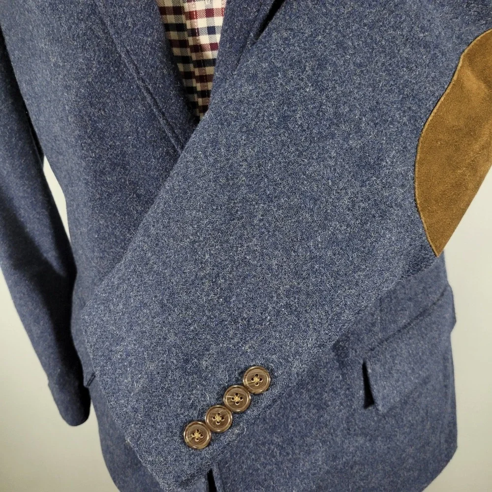 J.Crew‎ Men's Tweed Sport Coat Blazer Two Button Twill Navy Wool Blend 44R
